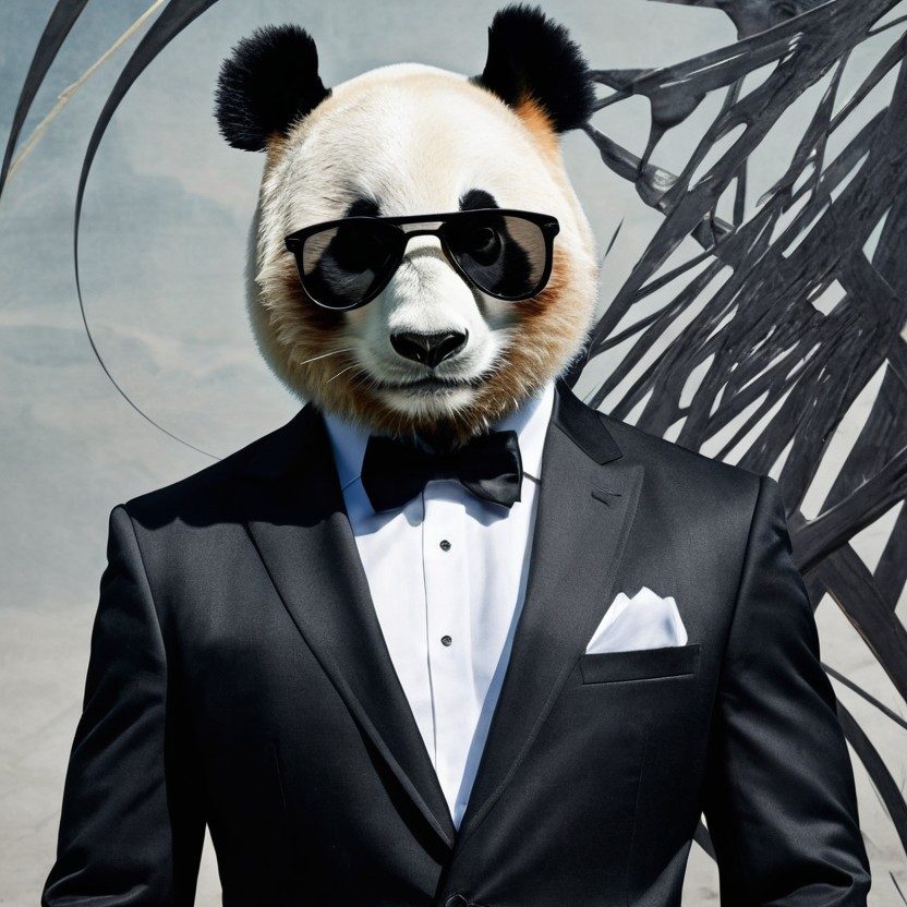 Schulungen & Workshops – Panda im Anzug Virtueller Influencer als Markenfigur für Schulungen, Branding, Storytelling und Social Media Marketing