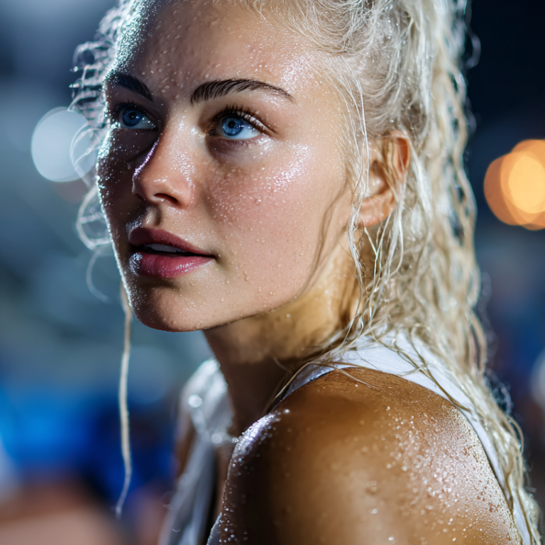 Social-Media-Positionierung – nasses Sportportrait Digitaler Influencer-Avatar für Community-Aufbau, Reels, Social Media und Branding